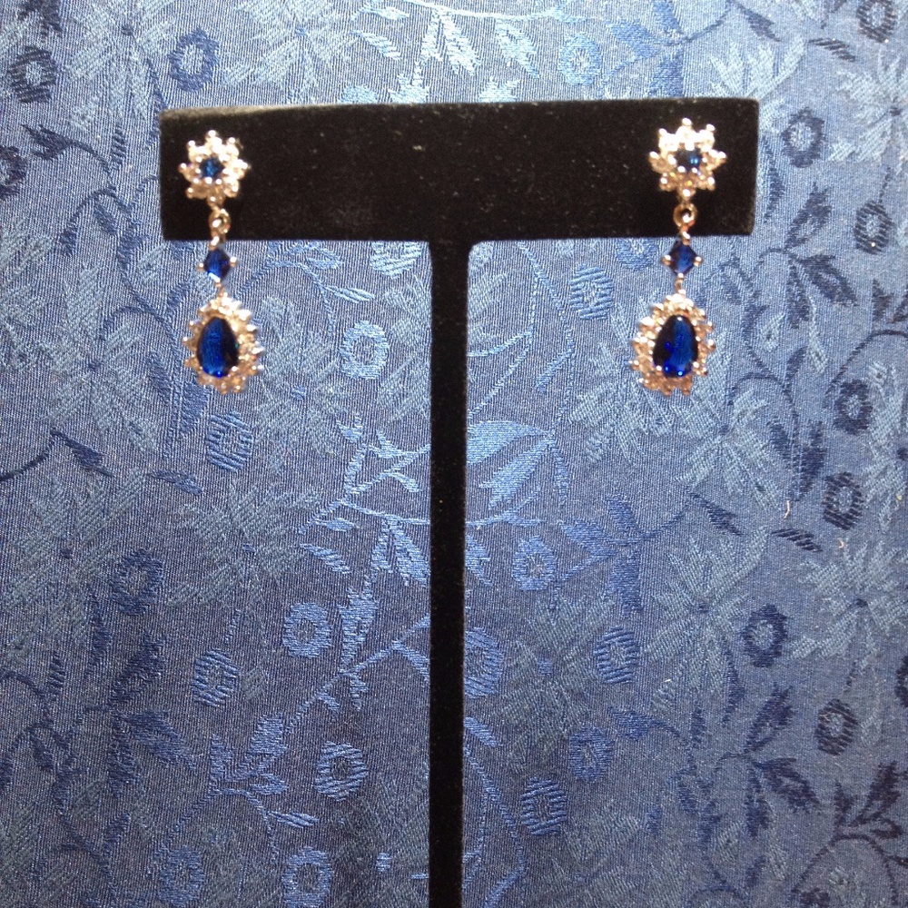 Sapphire Crystal Tear Drop Earrings